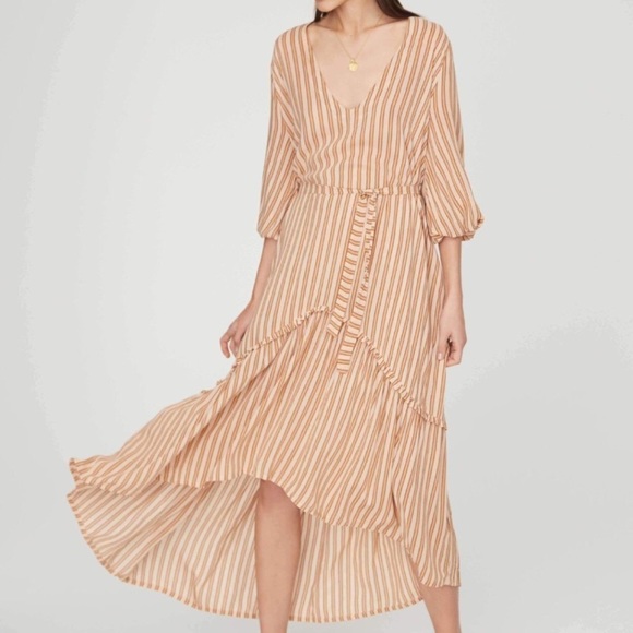 Matilda Peasant Dress - Almeria Stripe Pink - Picture 2 of 4